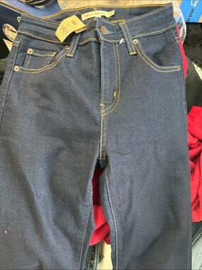 Levi's Men's Indigo Slim Straight Jeans with Yellow Contrast Stitching